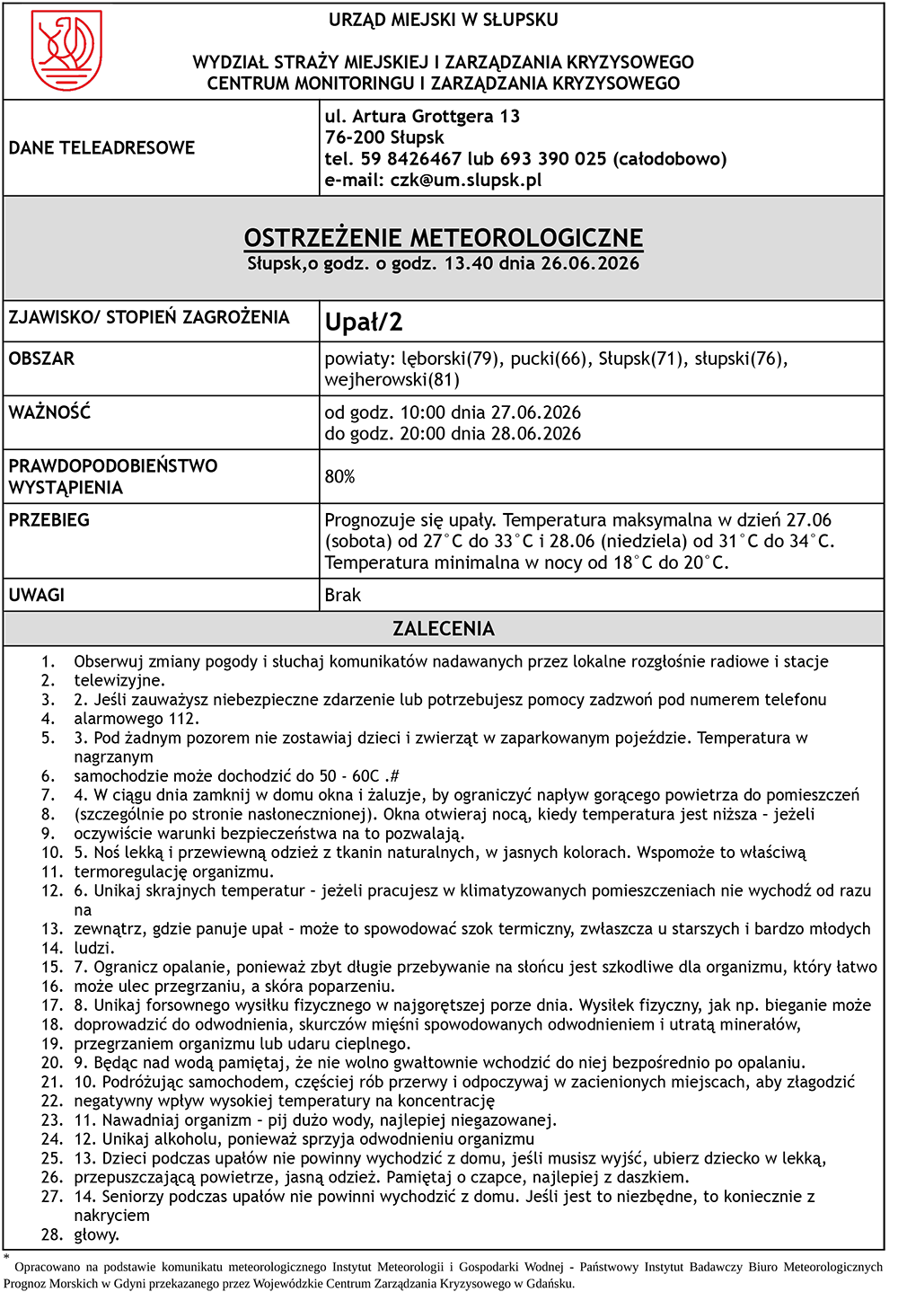 ostrzezenie